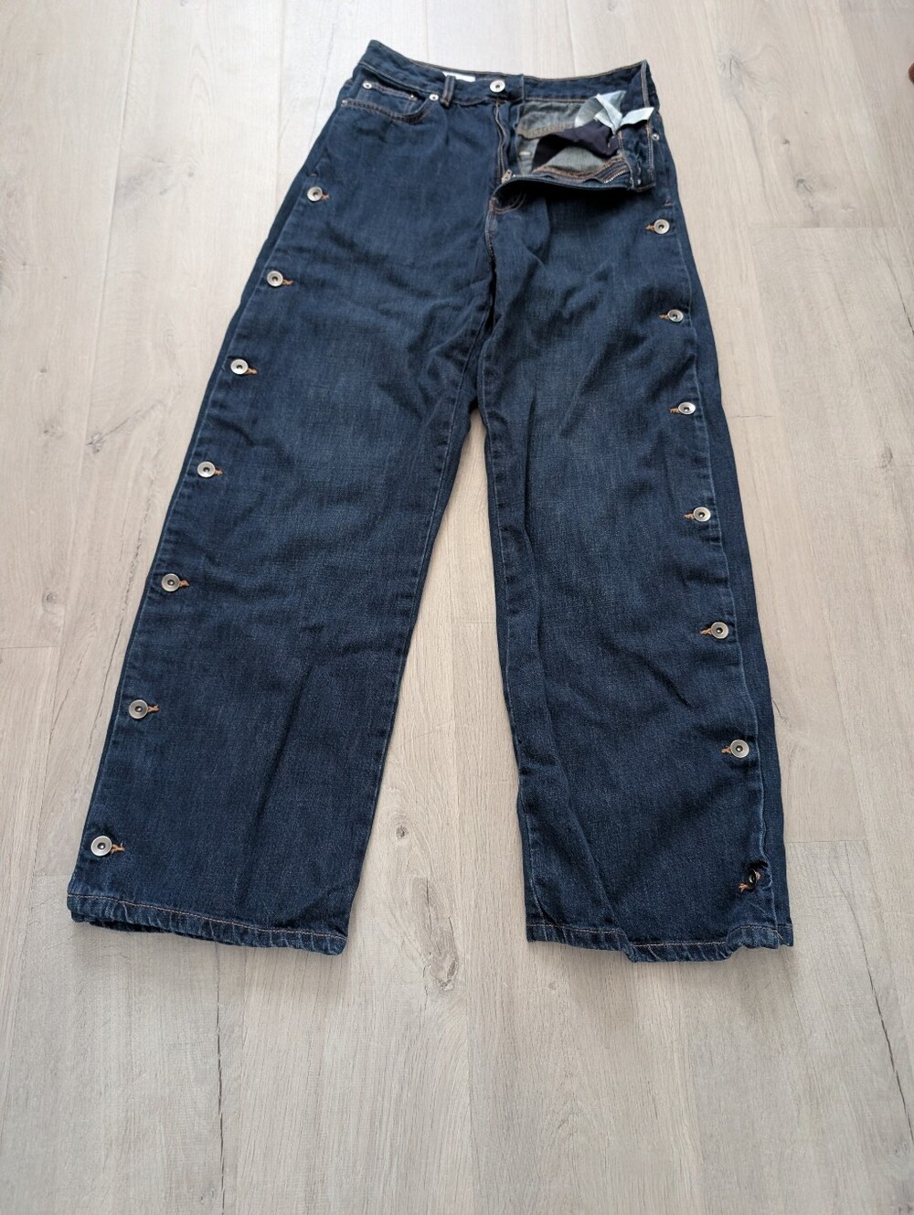Zara TRF Dark Blue Mis Rise Jeans With Buttons Nwot - Picture 11 of 12